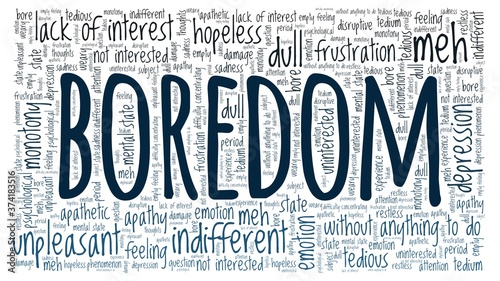 Boredom vector illustration word cloud isolated on a white background.