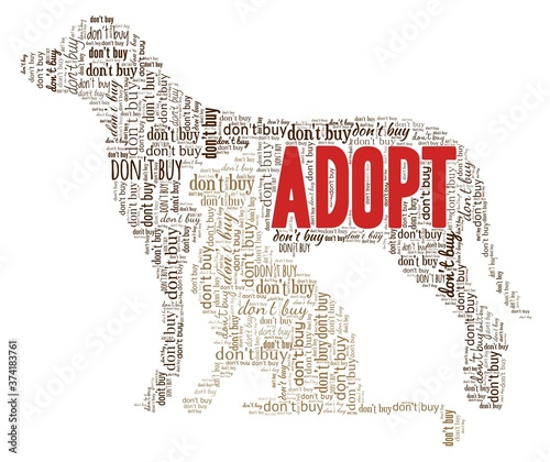 Don't buy - adopt vector illustration word cloud isolated on a white background.