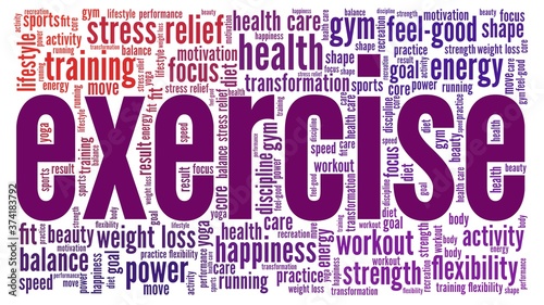 Exercise vector illustration word cloud isolated on a white background.