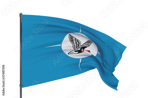 Flag of Taymyr Autonomous Okrug. 3D illustration isolated on white background. Flags of the federal subjects of Russia.