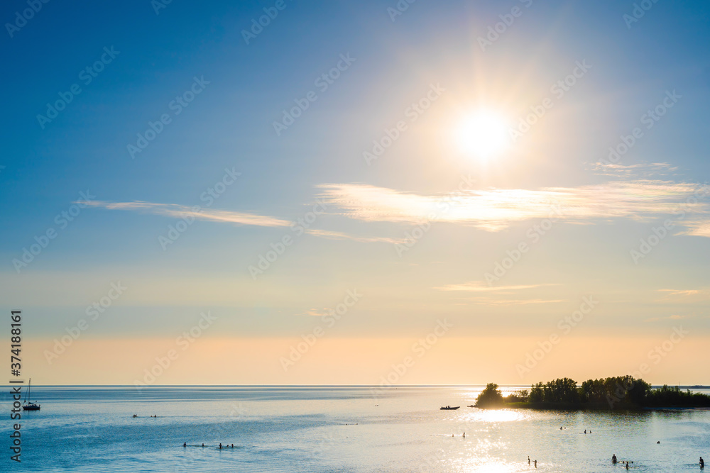 The IJsselmeer in the Netherlands with the beach of Makkum The IJsselmeer in the Netherlands with the beach of Makkum