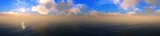 Panorama of the sea sunset, Ocean sunrise in the clouds, banner, 3D rendering