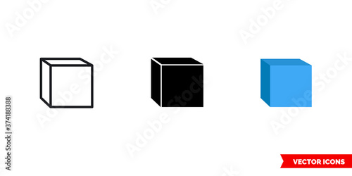 Orthogonal view icon of 3 types color, black and white, outline. Isolated vector sign symbol.