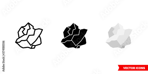 Paper waste icon of 3 types color, black and white, outline. Isolated vector sign symbol.