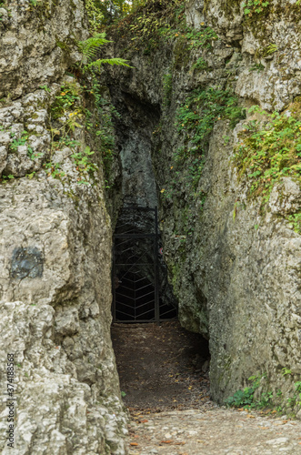 Entrence to Łokietko's cave in Ojcowski National Park, Poland