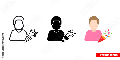 Party maker icon of 3 types color, black and white, outline. Isolated vector sign symbol.