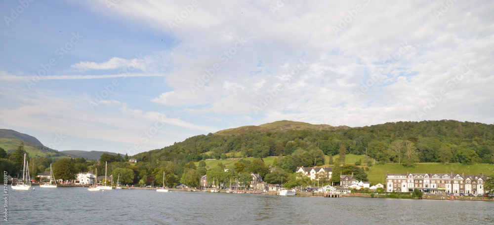 Cruise from Windermere to Ambleside in the Lake District, Cumbria, England, UK Cruise from Windermere to Ambleside in the Lake District, Cumbria, England, UK