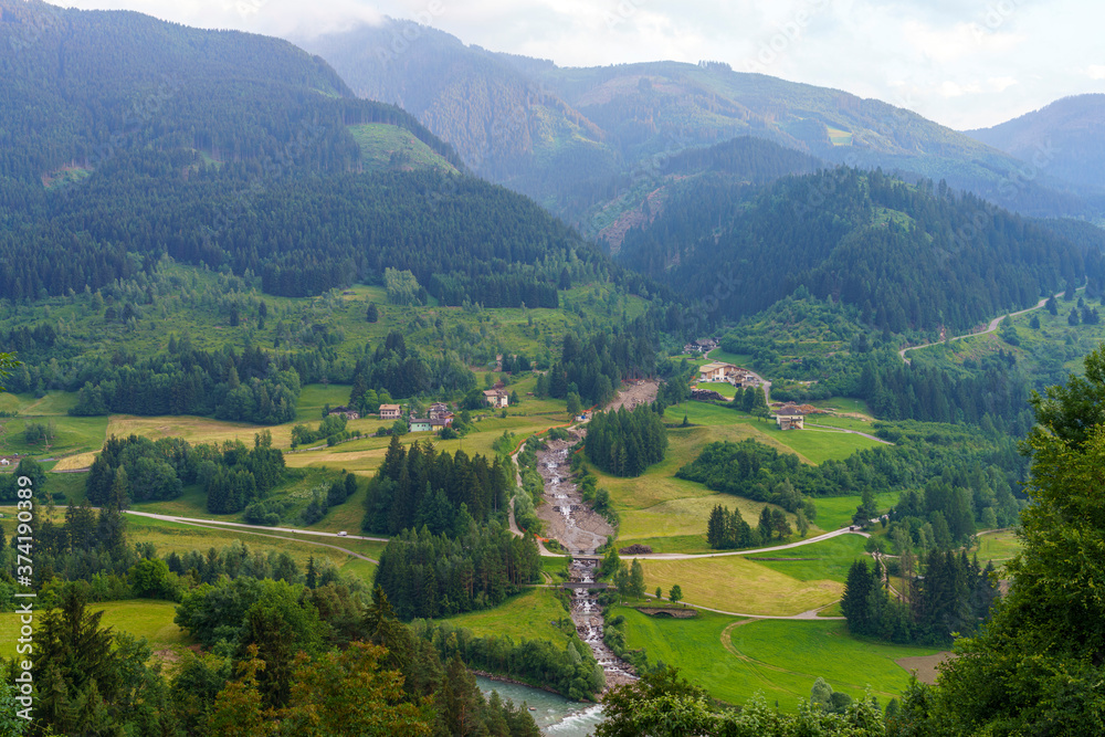 Mountain landscape at Tesero, in Fiemme valley