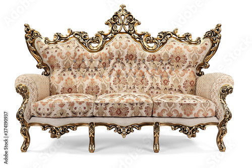 Luxurious classic sofa on a white background . front view