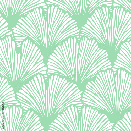 Vector seamless pattern with hand drawn ginkgo biloba leaves. Beautiful asian style design for textile, wallpaper, wrapping