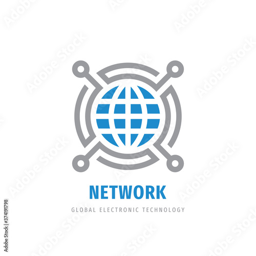 Network digital electronic technology concept logo design. Global communication logo sign. Vector illustration. 
