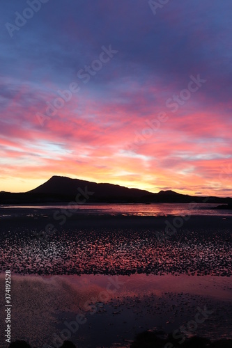 Sunrise over Eaval, North Uist, Hebrides, Scotland photo