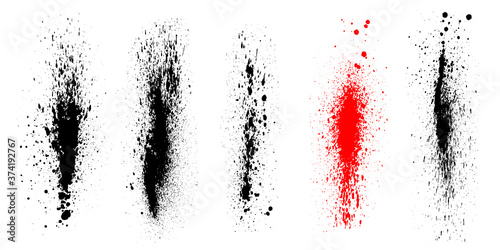 Vector black and white ink splash, blot and brush stroke, spot, spray, smudge, spatter, splatter, drip, drop, ink blob Grunge textured elements for design, background.