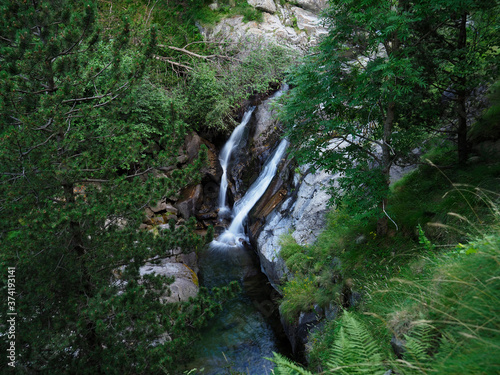 waterfall in the forest of vall de Nuria Girona photo