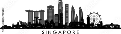 SINGAPORE City ASIA Skyline Silhouette Cityscape Vector