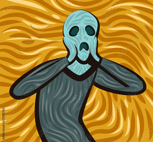 expressionist design of a shouting worried man