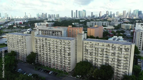 Aerial footage Robert King High Towers Miami government apartment housing photo