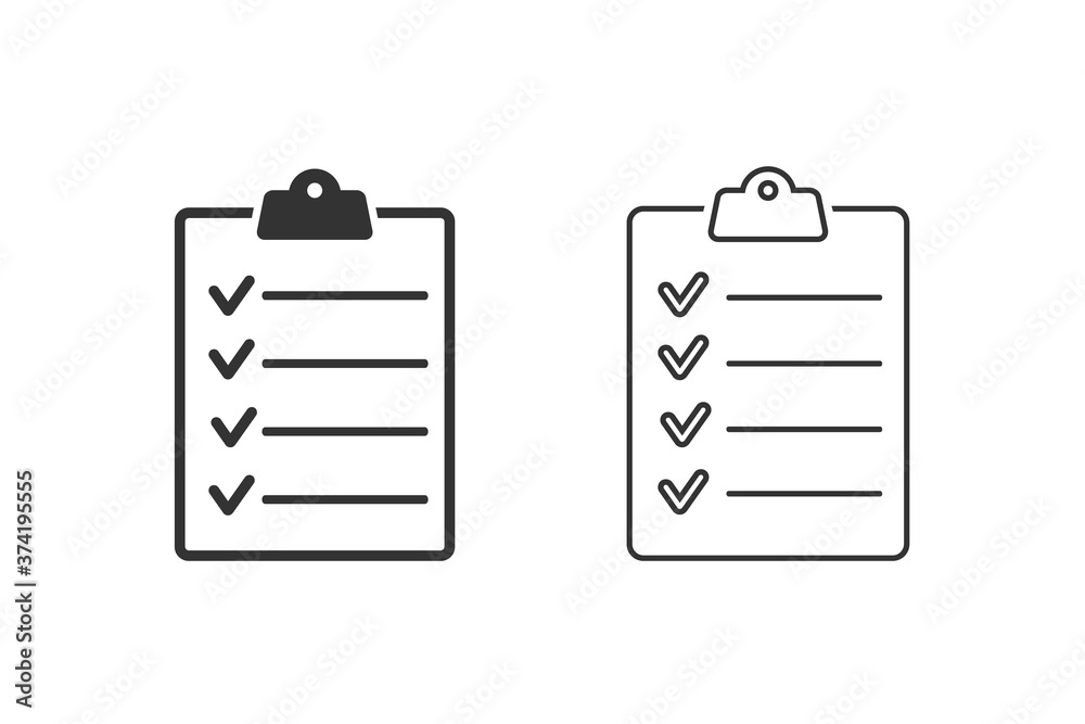 Clipboard with checklist line icon set isolated on white background. Vector Illustration Clipboard with checklist line icon set isolated on white background. Vector Illustration