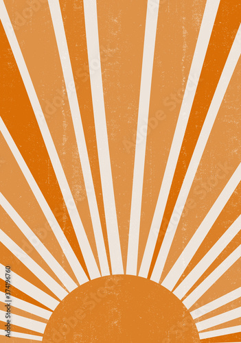 Orange Sun print boho minimalist printable wall art
