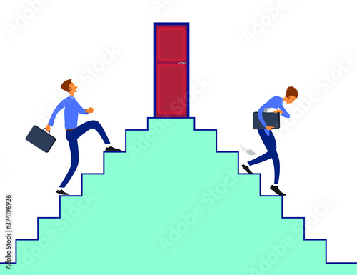 Climbing success stair side & down failure side