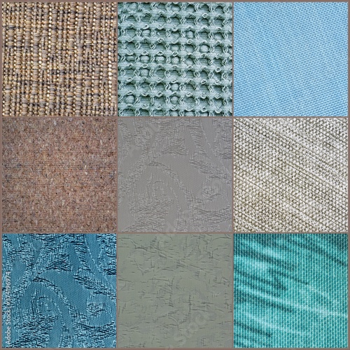 Collage of multicolored squares of different texture. Template for the decoration of ceramic tiles and wallpaper design. High quality photo