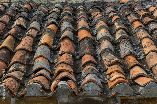 Background old tile roof © lenagree