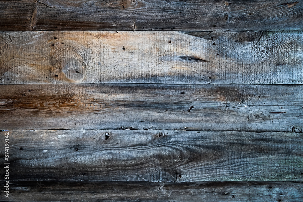 Fototapeta premium Grunge texture, old blue boards, cracked paint, wooden vintage background