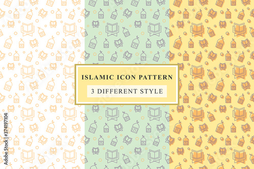 Islamic pattern Thin Line Icons on White Background ramadan design