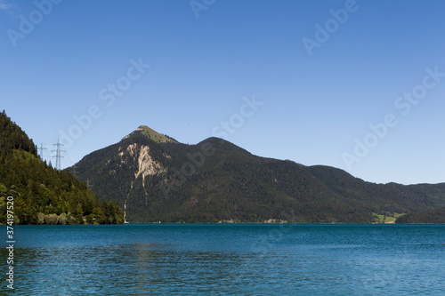 View of the lake and the lakeside of Walchensee in Bavaria