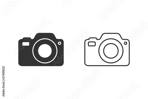Photo Camera line icon set vector Photography flat sign symbols logo illustration isolated on white background beautiful black color