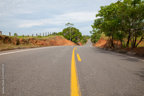 Antioquia, Colombia. December 4, 2018: Road between the municipalities of El Bagre and Caucasia photo