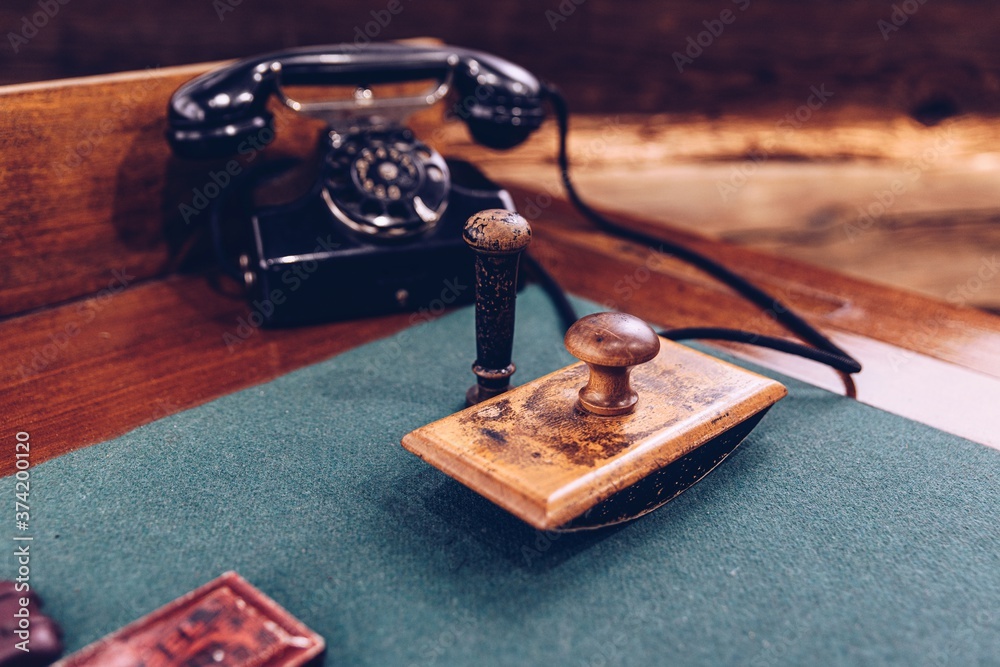 Old vintage notary public stamper. Notary office