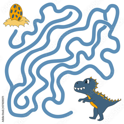 Fototapeta Naklejka Na Ścianę i Meble -  Maze, puzzle for children and adults. The task of developing memory and attention. Page for children's books. Vector illustration, help the dinosaur find the egg