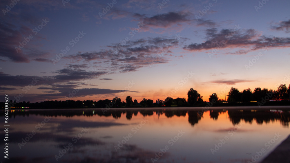 sunset over the lake