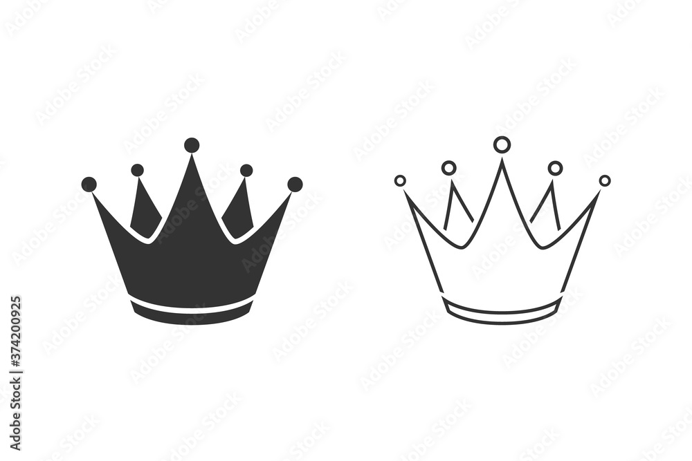 Crown line icon set logo template. King vector icon Crown line icon set logo template. King vector icon