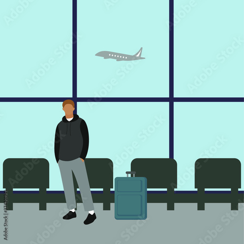 Man with a suitcase at the airport