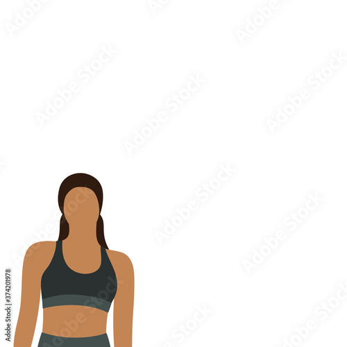 Female character in a bustier on a white background and place for text
