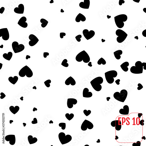 Seamless Pattern with Black hearts