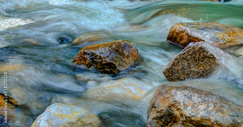 Wild water running over rocks