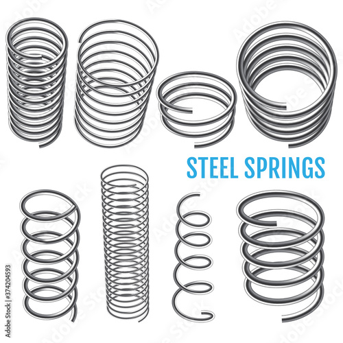 Steel springs. Spiral spring set.