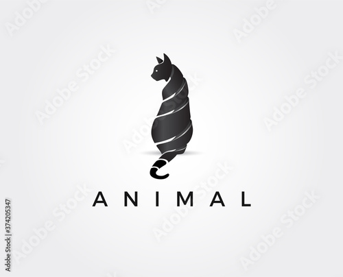 minimal cat logo template - vector illustration