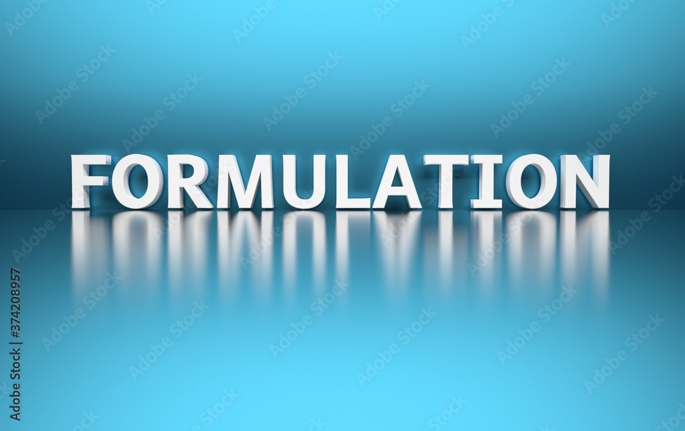 Word formulation written in bold white letters on blue background Word formulation written in bold white letters on blue background