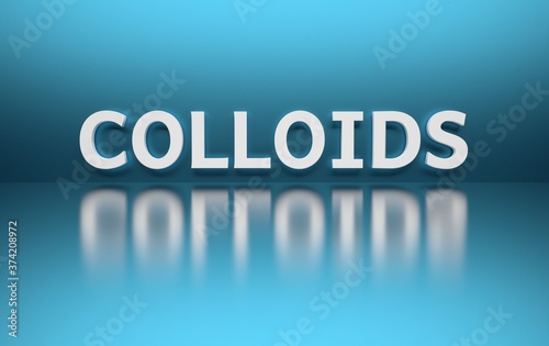 фотографія Word Colloids written in bold white letters on blue shiny reflective background