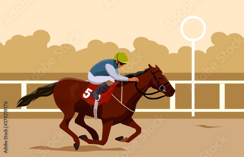 Abstract Motion Blur Horse Race vector illustration in cartoon style.