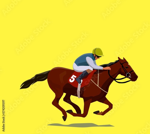 Abstract Motion Blur Horse Race vector illustration in cartoon style.
