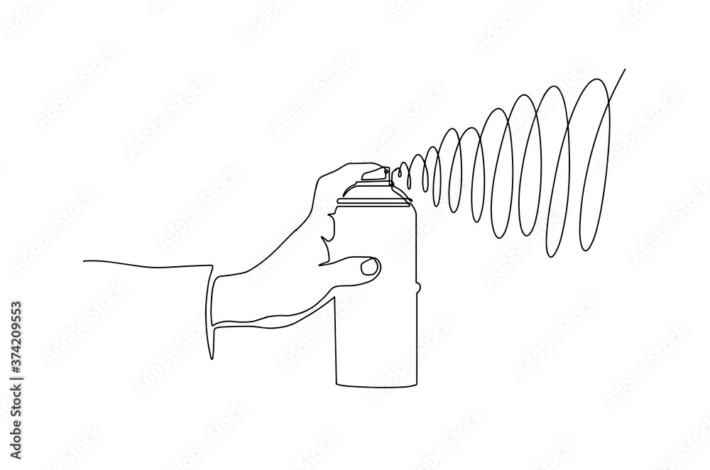 One continuous single drawing line art doodle paint, spray, hand