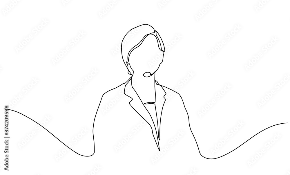 One line vector drawing of hospital doctor standing. Continuous vector line drawing of female doctor One line vector drawing of hospital doctor standing. Continuous vector line drawing of female doctor
