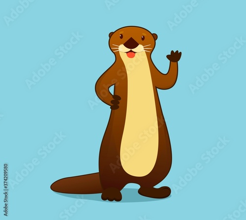 Oriental small-clawed otter, Amblonyx Cinereus, 5 years old, standing in front of white background