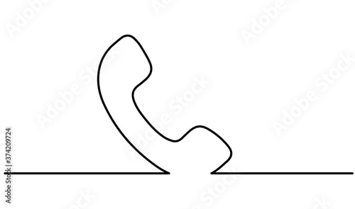 One line drawing of isolated vector object - telephone receiver. Phone icon. Vector icon illustration