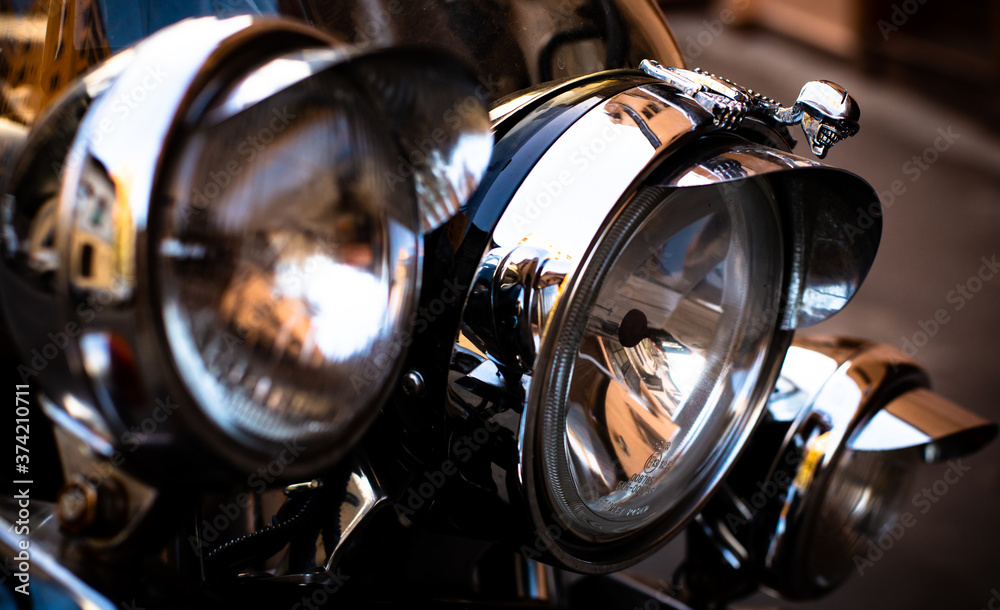 Fototapeta premium Beautiful details of a black motorcycle